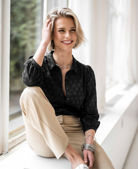 Broderie blouse LA ROSA Zwart