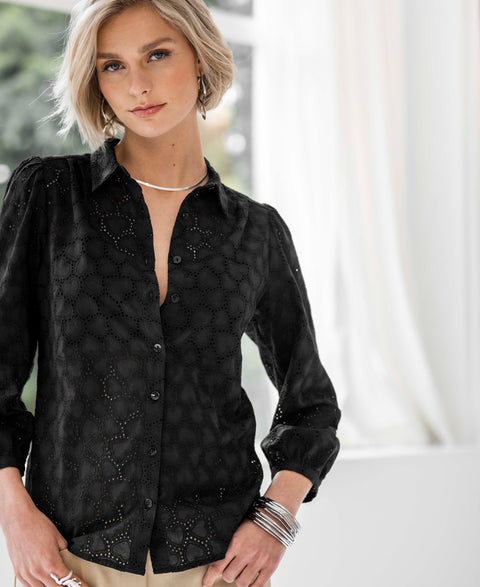 Broderie blouse LA ROSA Zwart