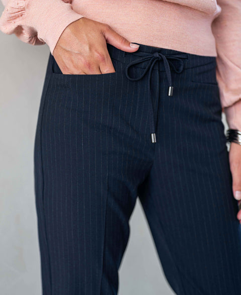 Pantalon LA CITE Pinstripe blauw
