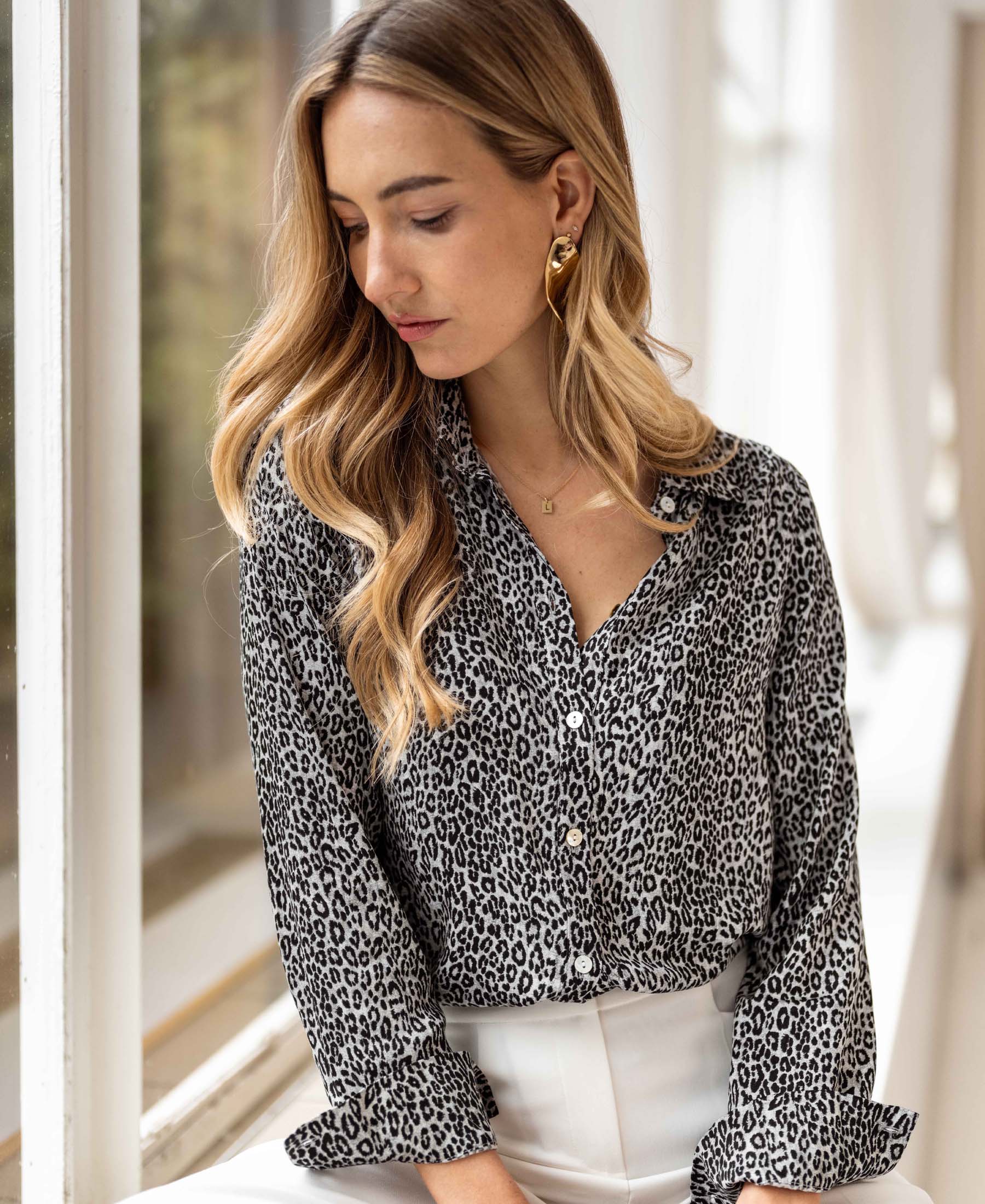 Bluse LA SEZANNE Panther print silber