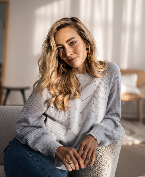 Ajour sweater LA FREDERIQUE Light grey