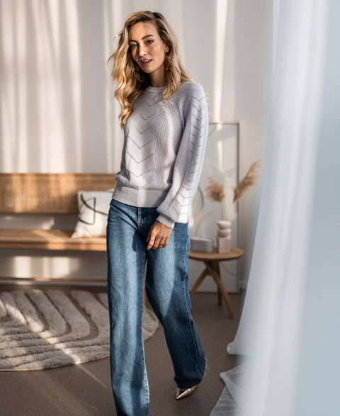 Ajour sweater LA FREDERIQUE Light grey