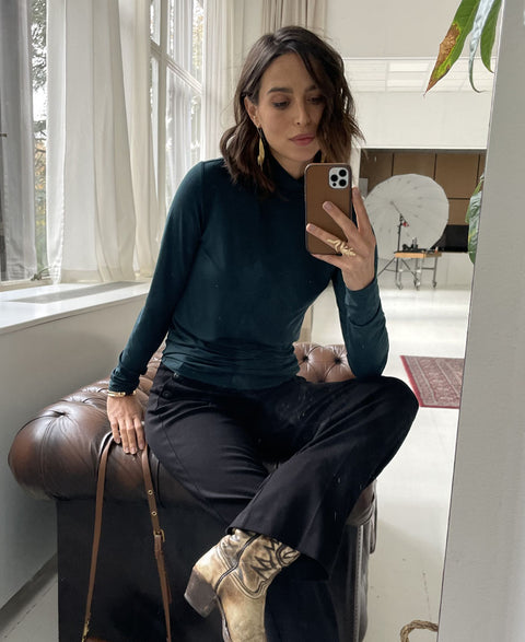 Col shirt LA BAMBI Dark Emerald