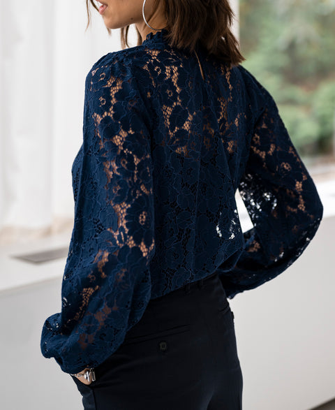 Lace blouse LA MARSEILLE Dark blue