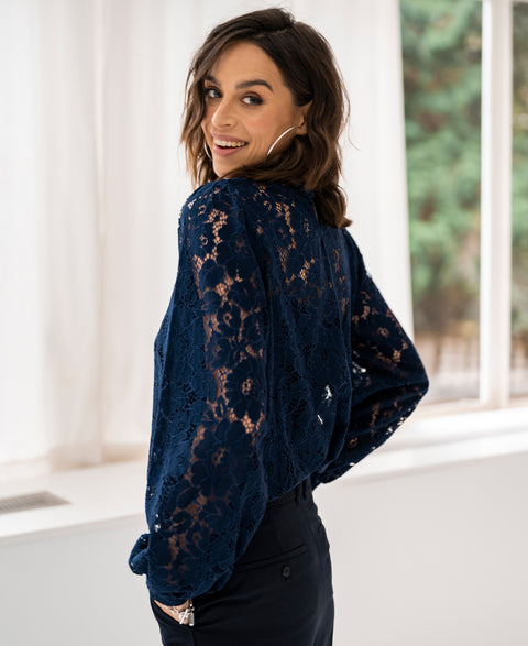 Lace blouse LA MARSEILLE Dark blue