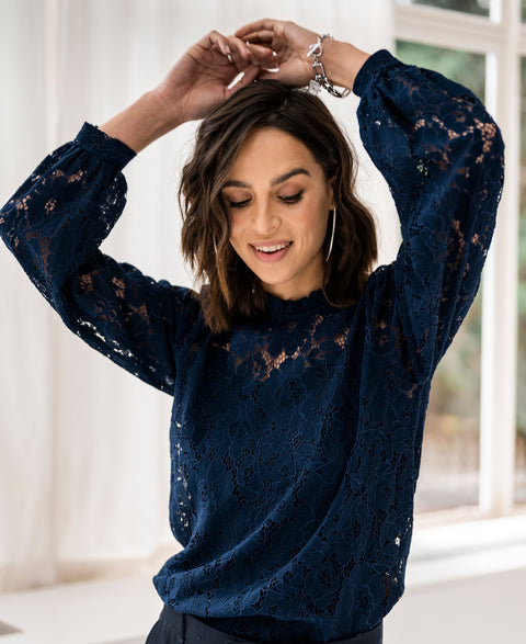 Lace blouse LA MARSEILLE Dark blue