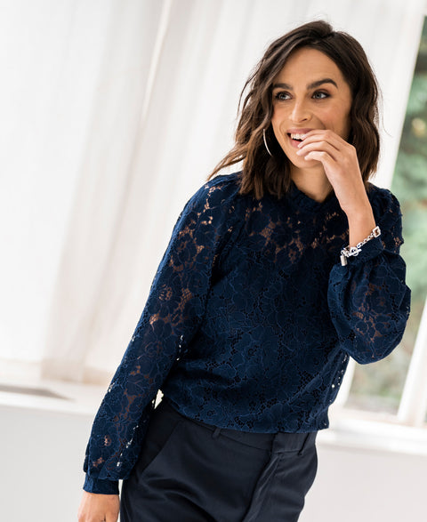 Lace blouse LA MARSEILLE Dark blue
