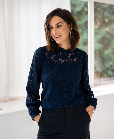 Lace blouse LA MARSEILLE Dark blue