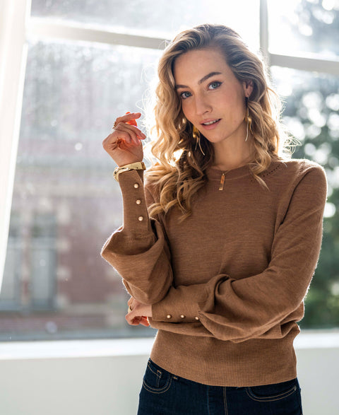 Merino sweater LA MARIS Chai Tea - Gold
