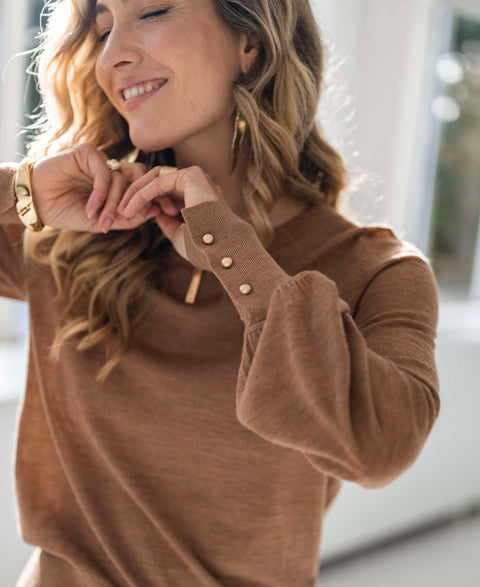 Merino sweater LA MARIS Chai Tea - Gold