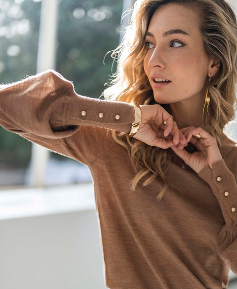 Merino sweater LA MARIS Chai Tea - Gold
