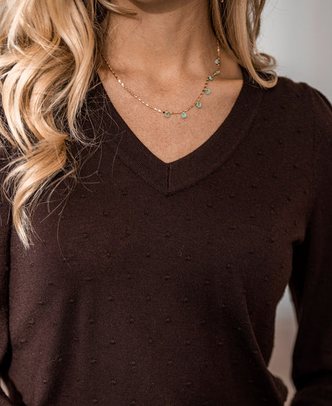 V-neck merino sweater LA VICTORIA Choco