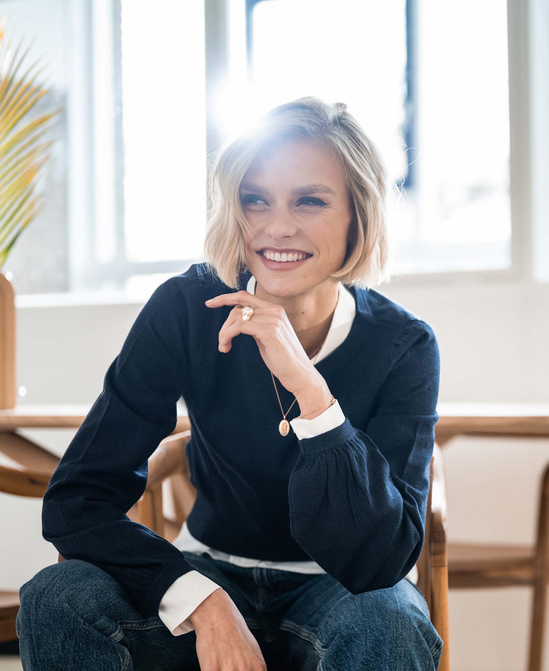 Merino wool sweater LA COEUR Dark Blue