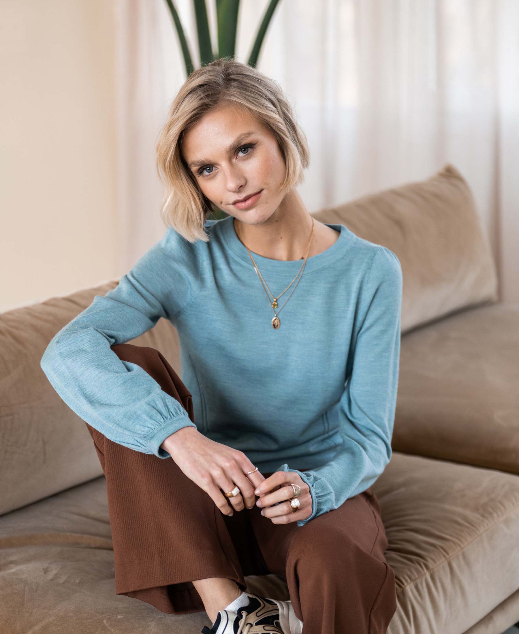 Merino wool sweater LA COEUR Mist blue