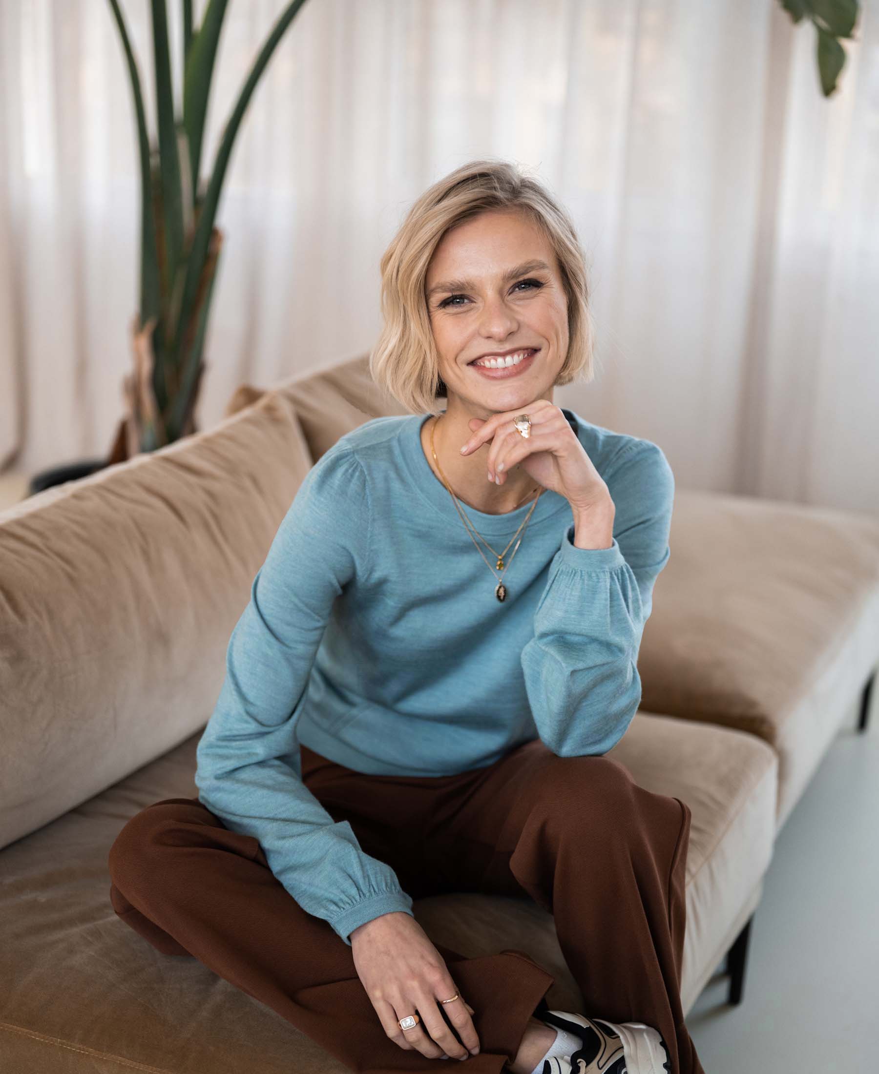 Merino wool sweater LA COEUR Mist blue