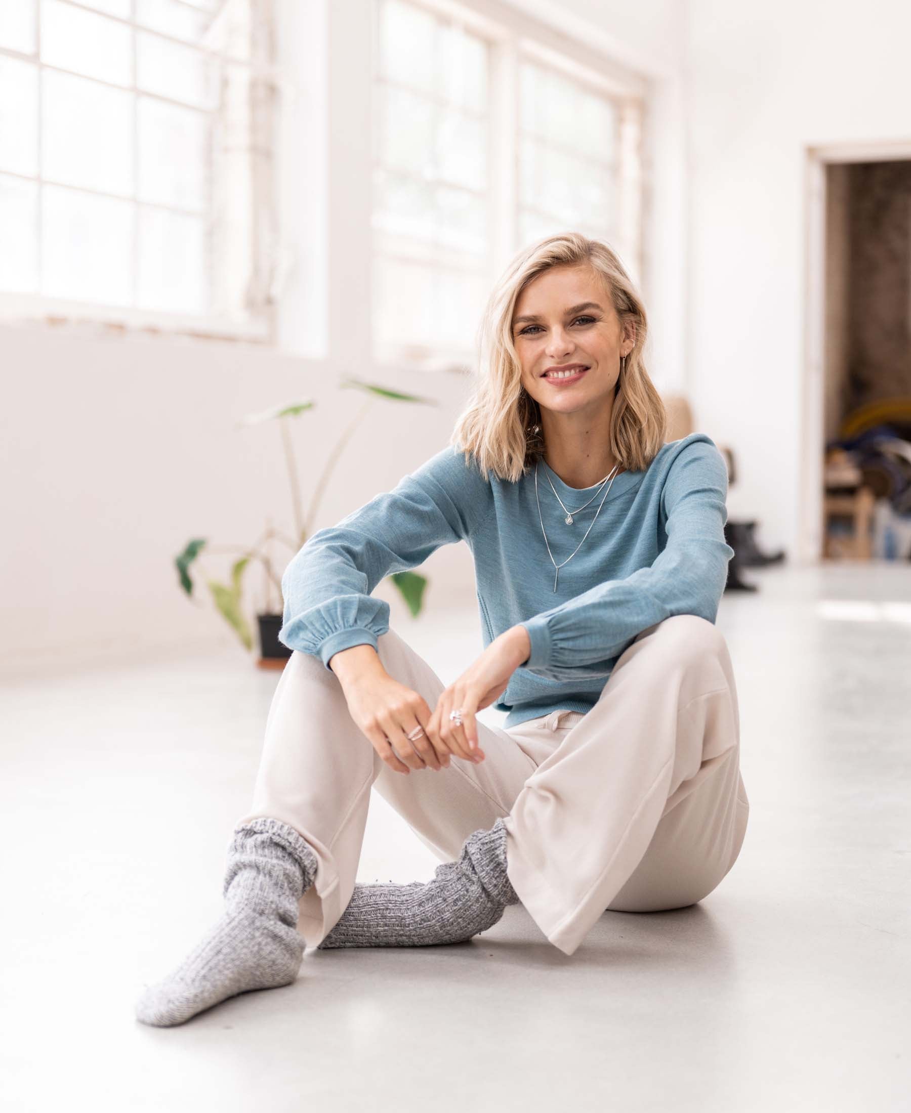 Merino wool sweater LA COEUR Mist blue