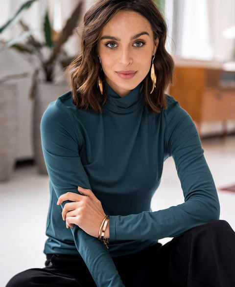 Col shirt LA BAMBI Dark Emerald