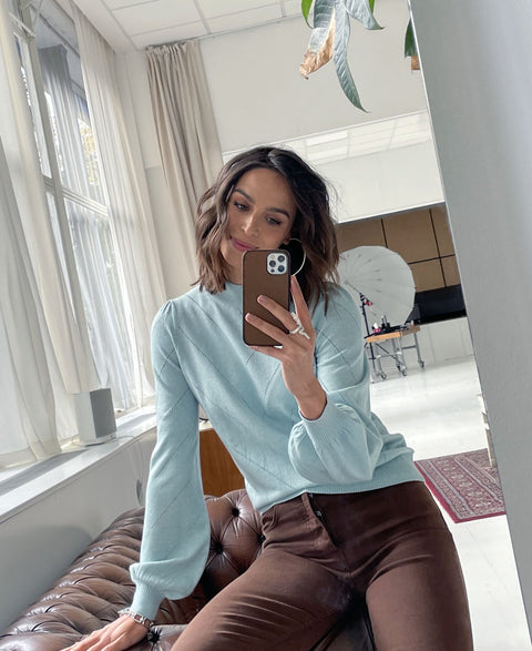 Turtleneck sweater LA ROCCO Iceblue