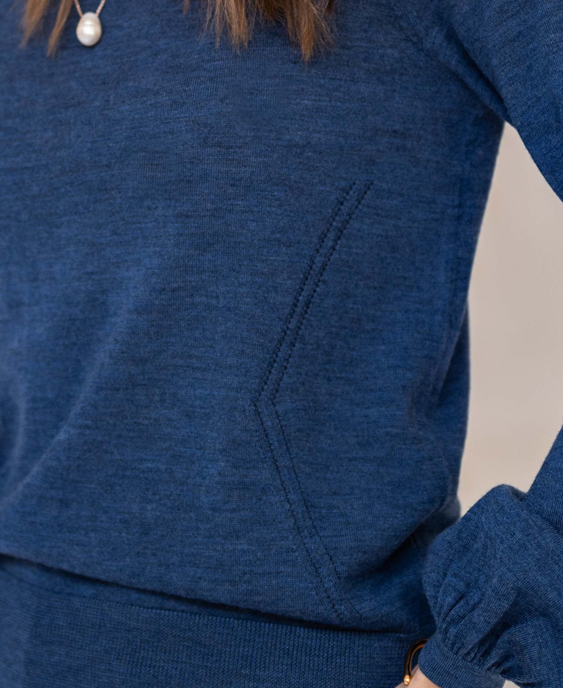 Merino wool sweater LA COEUR Indigo blue