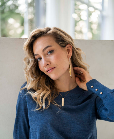 Merino sweater LA MARIS Indigo - Gold