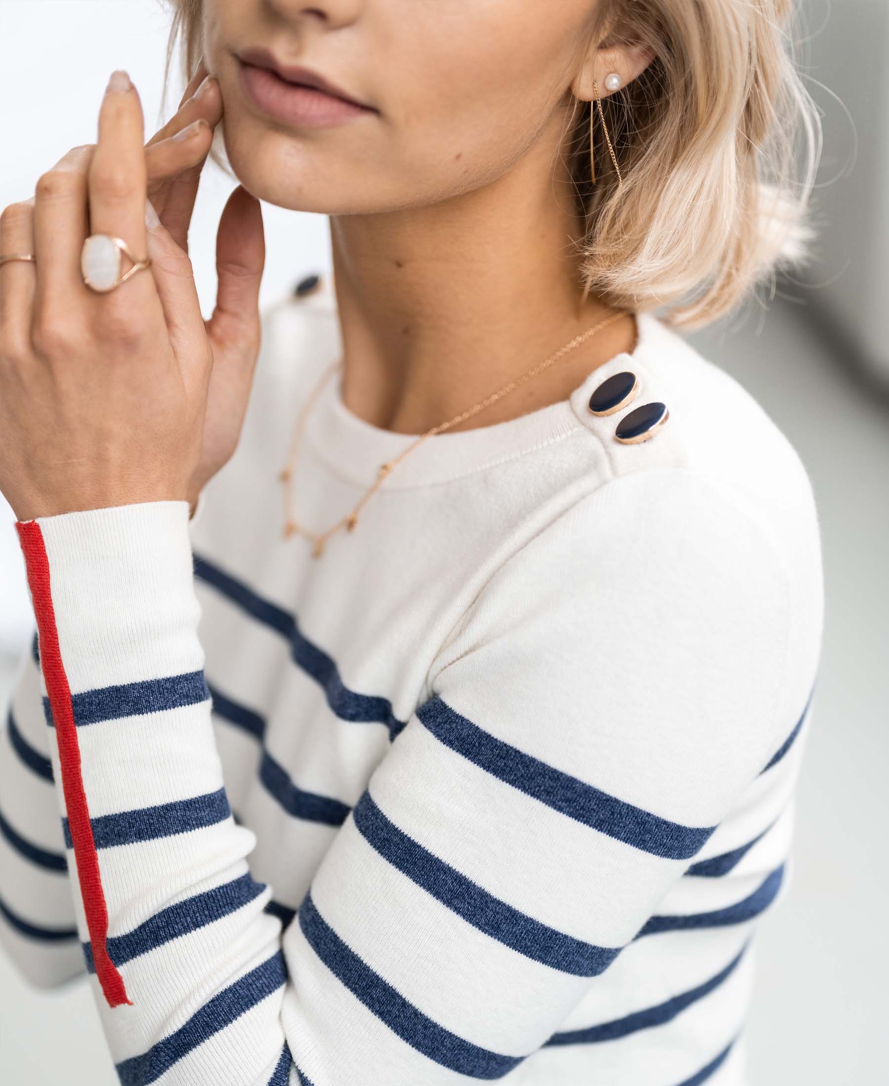 Breton sweater L’ELISA Ivory-Denim blue