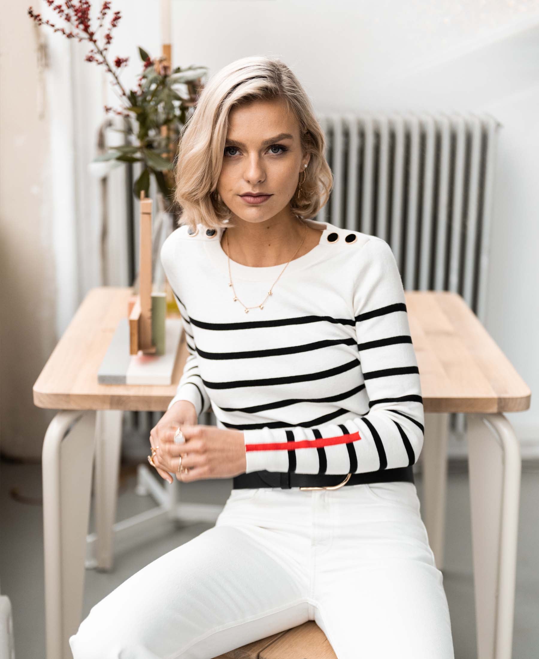 Bretonischer Pullover L'ELISA Schwarz-cremeweiß