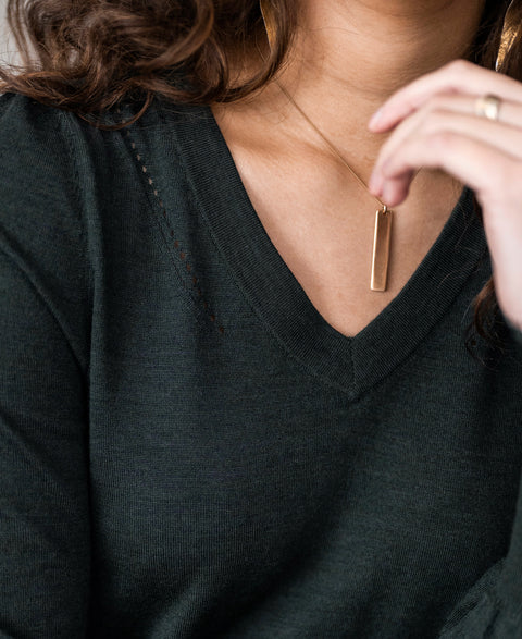 V-neck merino sweater with lace LA VERE Darkgreen