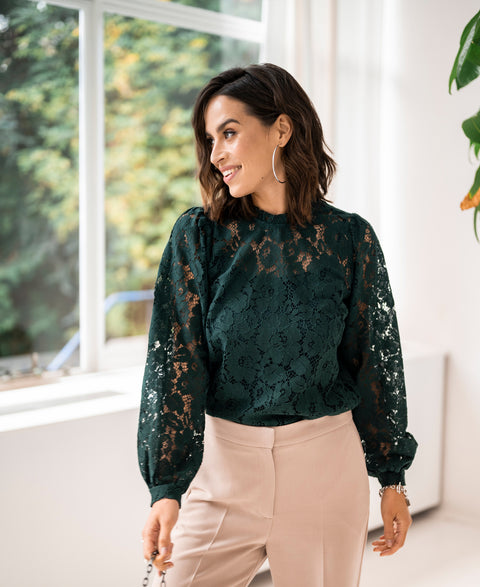 Lace blouse LA MARSEILLE Dark green