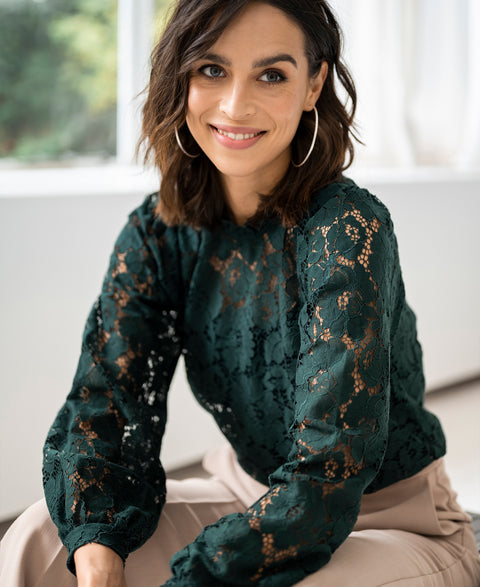 Lace blouse LA MARSEILLE Dark green