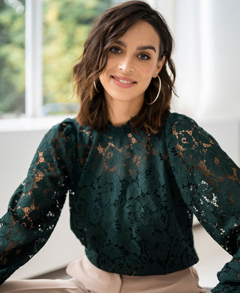 Lace blouse LA MARSEILLE Dark green