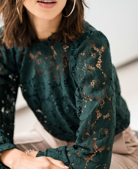 Lace blouse LA MARSEILLE Dark green