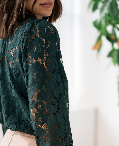 Lace blouse LA MARSEILLE Dark green