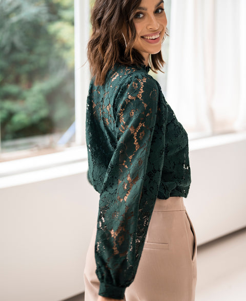 Lace blouse LA MARSEILLE Dark green