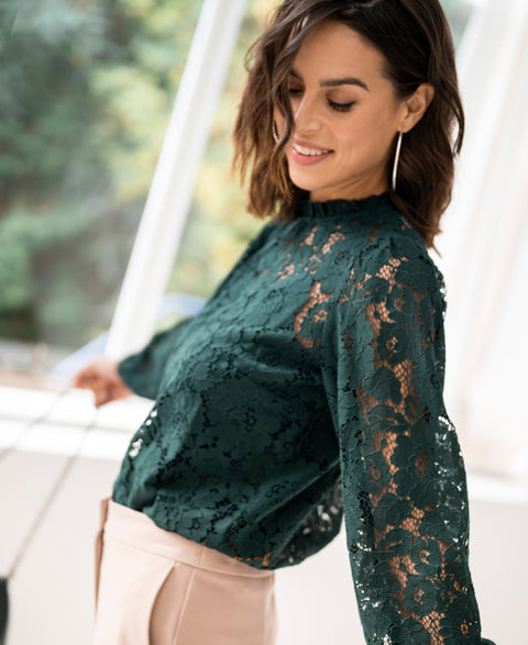 Lace blouse LA MARSEILLE Dark green