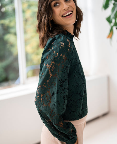 Lace blouse LA MARSEILLE Dark green