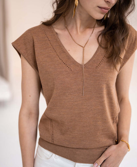 Merino top L'EVI Chai Tea