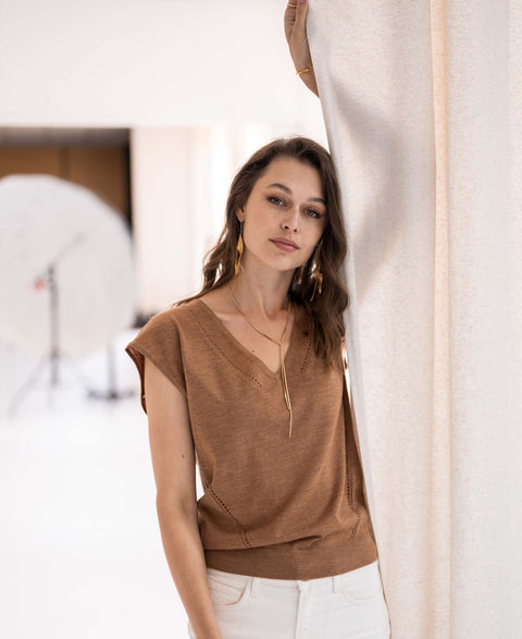 Merino top L'EVI Chai Tea