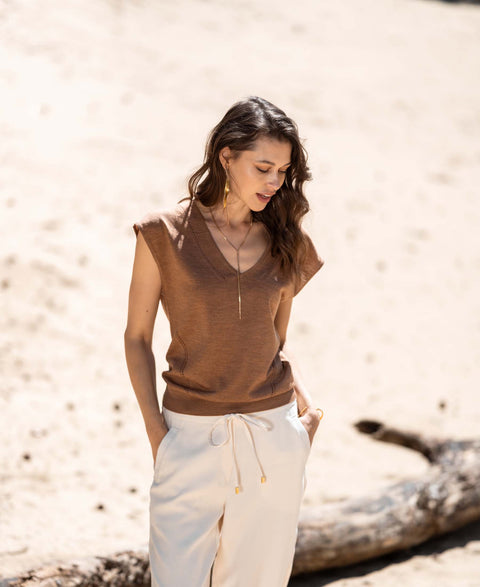 Merino top L'EVI Chai Tea
