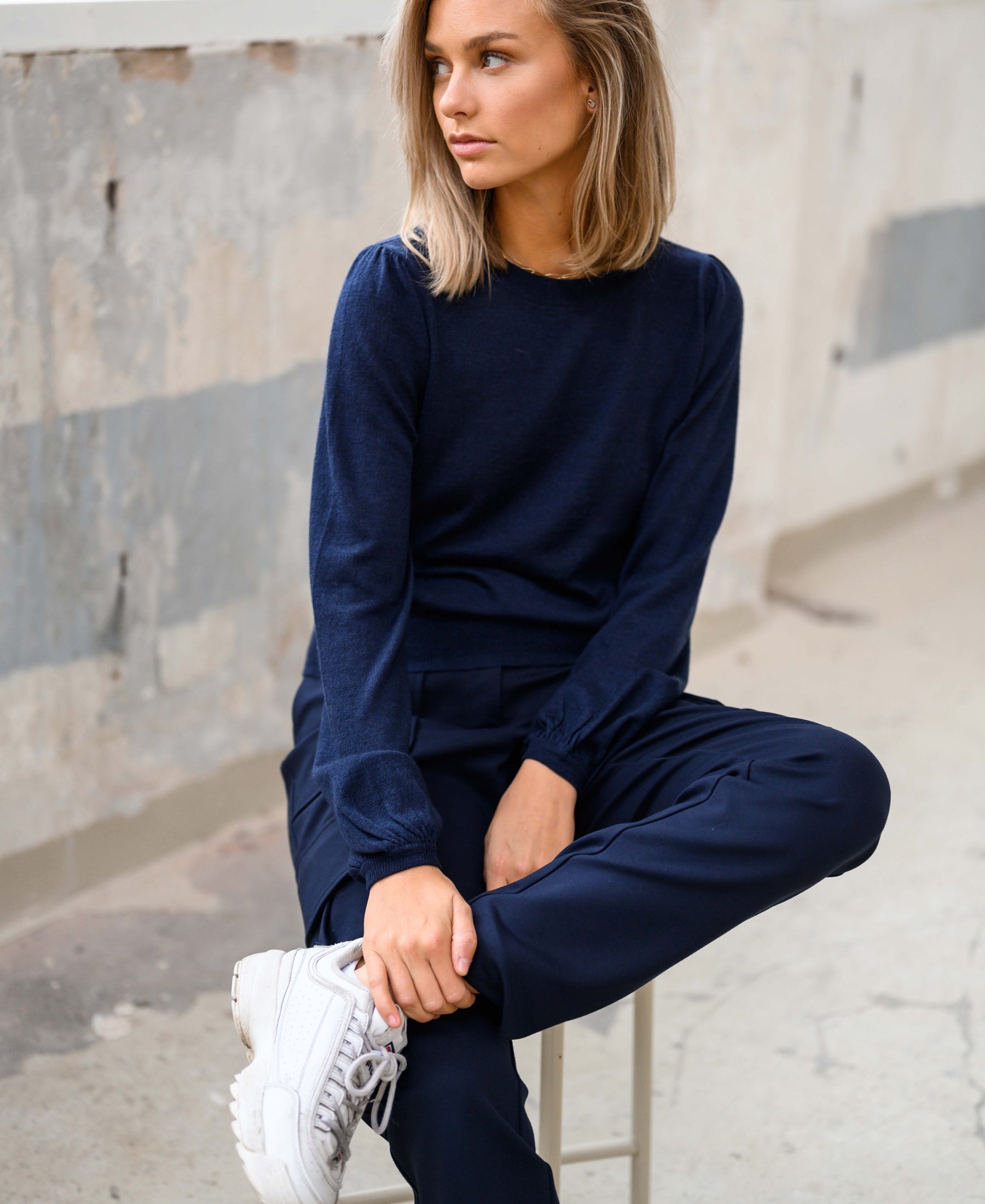 Merino wool sweater LA COEUR Dark Blue