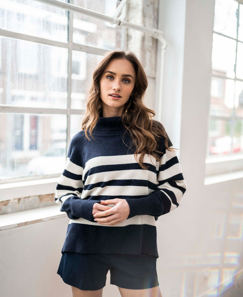 Striped sweater LA PUCK Darkblue - Ivory
