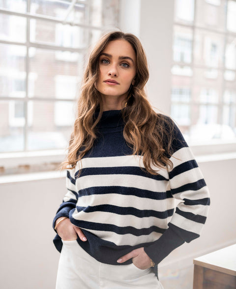 Striped sweater LA PUCK Darkblue - Ivory