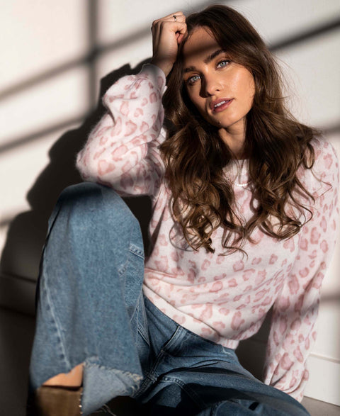 Trui LA JOLIE Rose panterprint