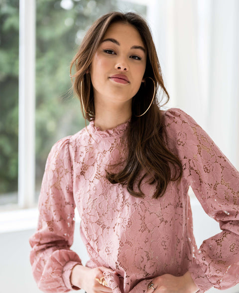 Kanten blouse LA MARSEILLE Rose