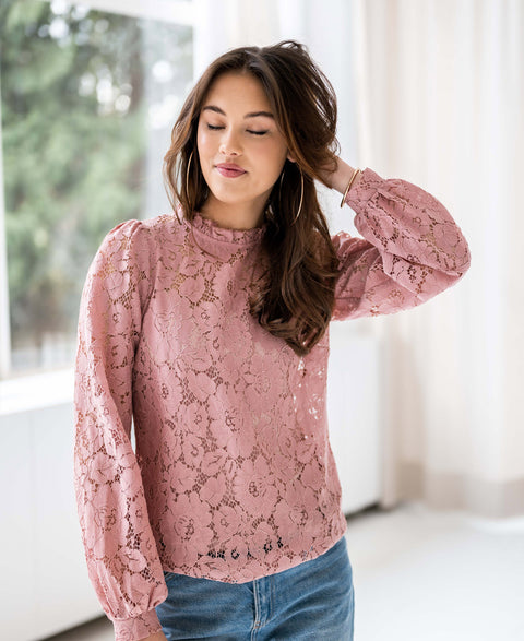 Kanten blouse LA MARSEILLE Rose