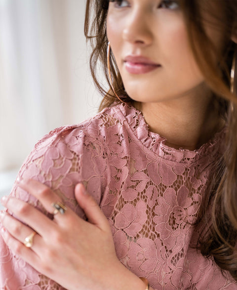 Kanten blouse LA MARSEILLE Rose