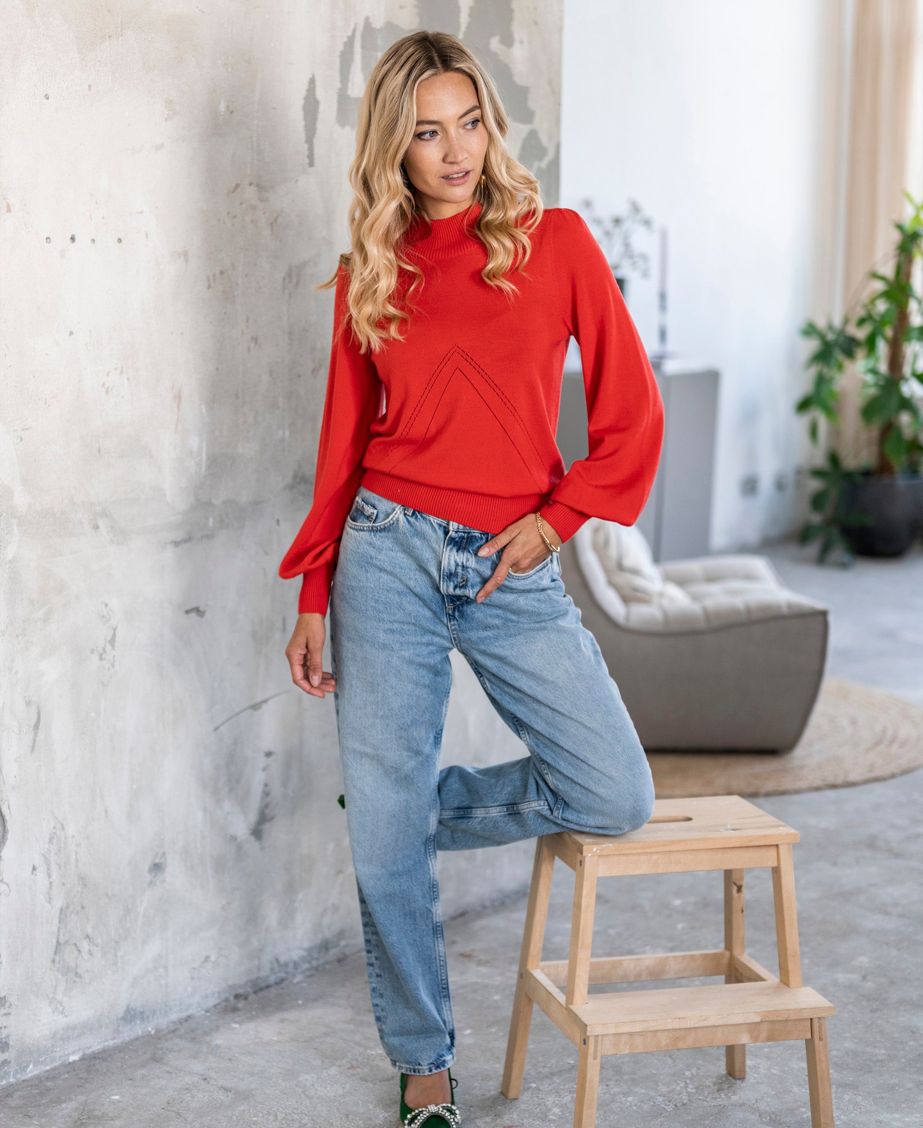 Turtleneck sweater LES SALLES Coral red