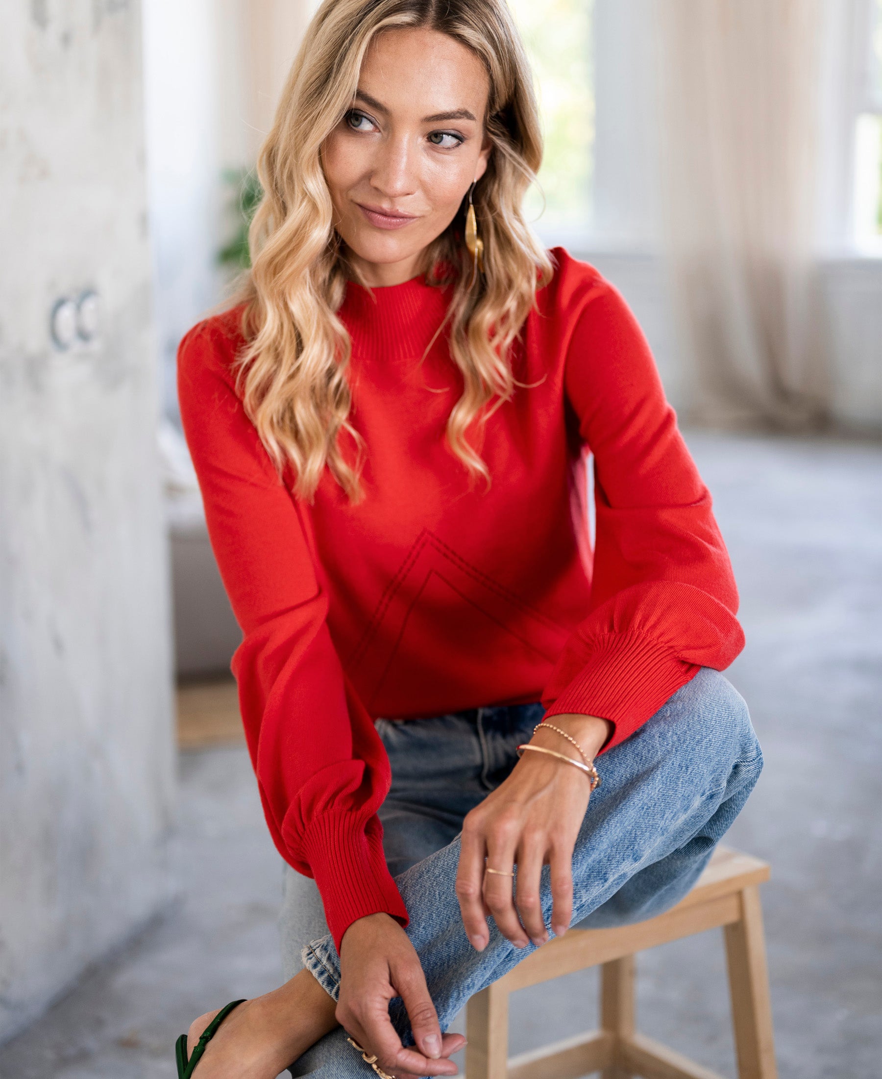 Turtleneck sweater LES SALLES Coral red