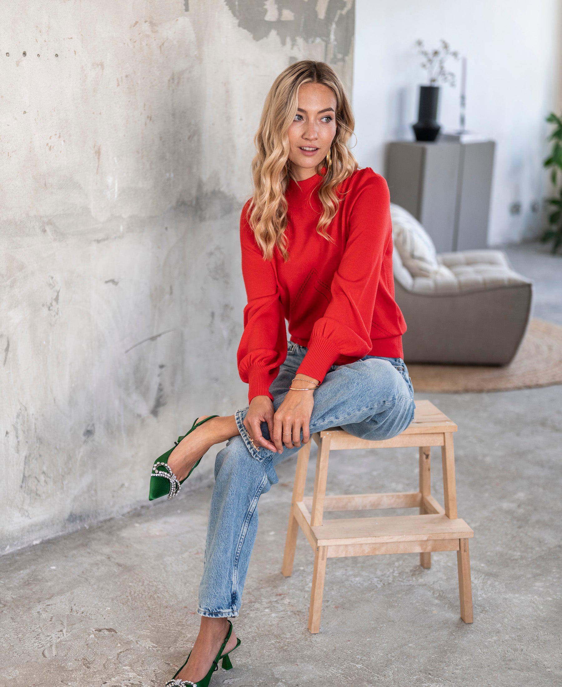 Turtleneck sweater LES SALLES Coral red