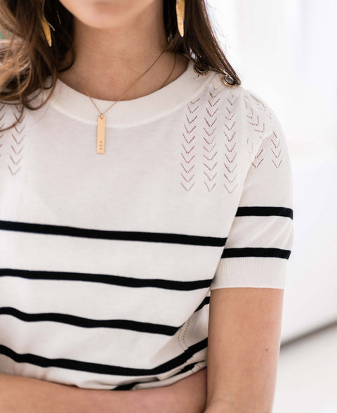 Striped sweater LA ZOE Ivory - Black
