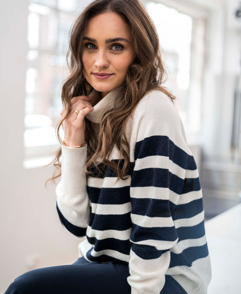 Striped sweater LA PUCK Ivory - Darkblue